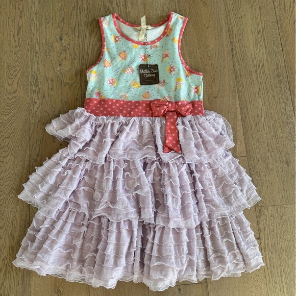 Matilda Jane Girls Lets Eat Cake Dress Size 12 New in Bag Birthday Cupcake - Picture 1 of 4